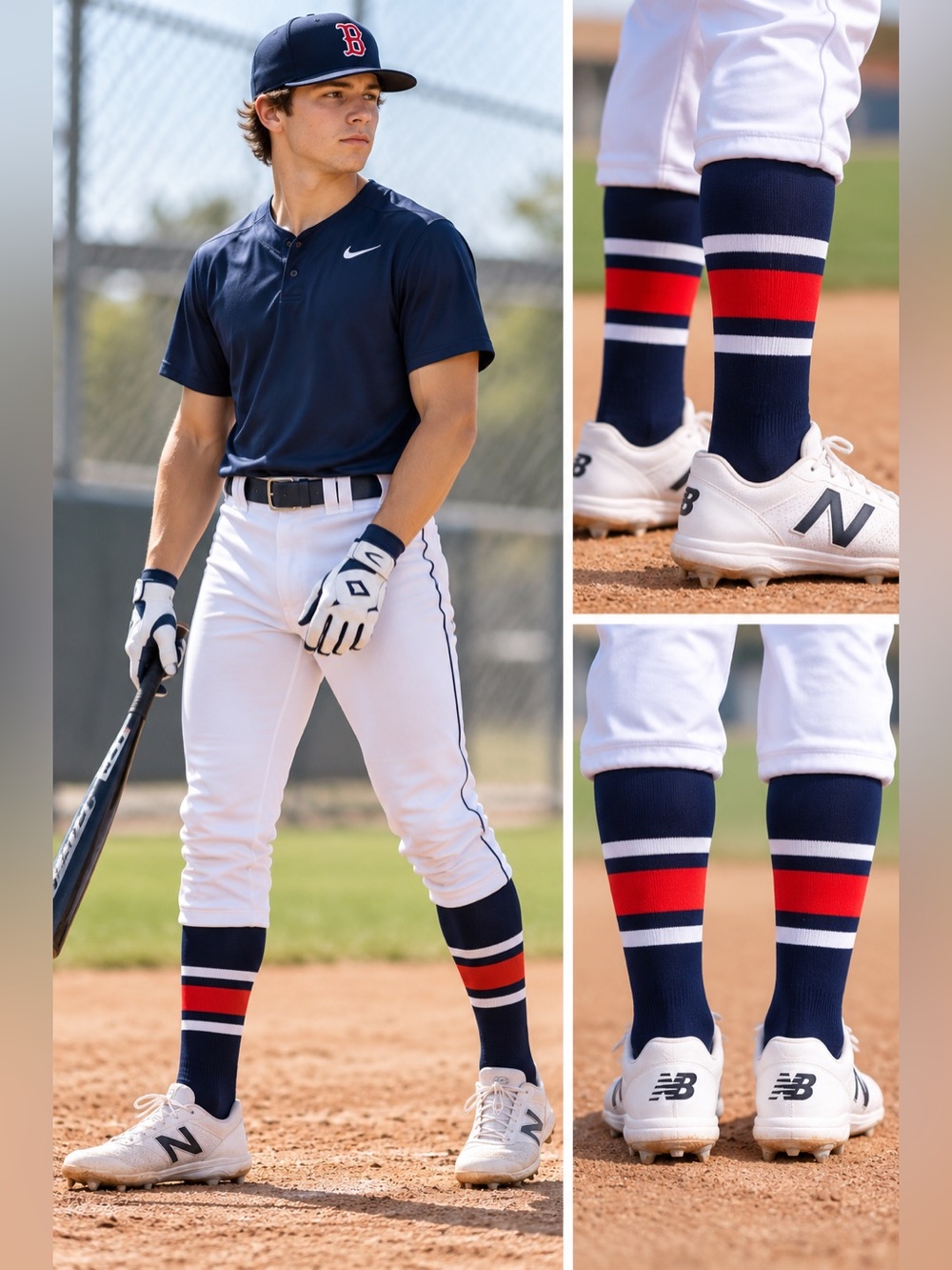 TCK Dugout Series OTC Baseball Softball Socks Navy White Scarlet Small NWT USA